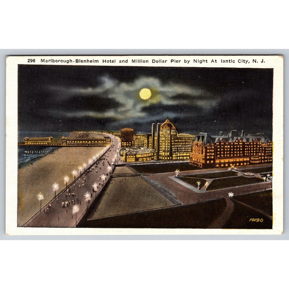 Postcard New Jersey Atlantic City Marlborough Blenheim Hotel Million Dollar Pier
